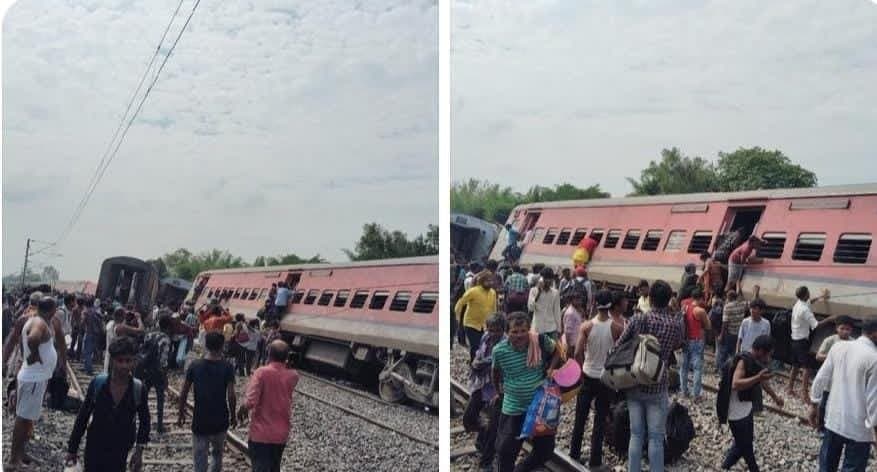 ट्रेन दुर्घटना/- गोंडा के पास डिब्रूगढ़ एक्सप्रेस पटरी से उतर गई।
