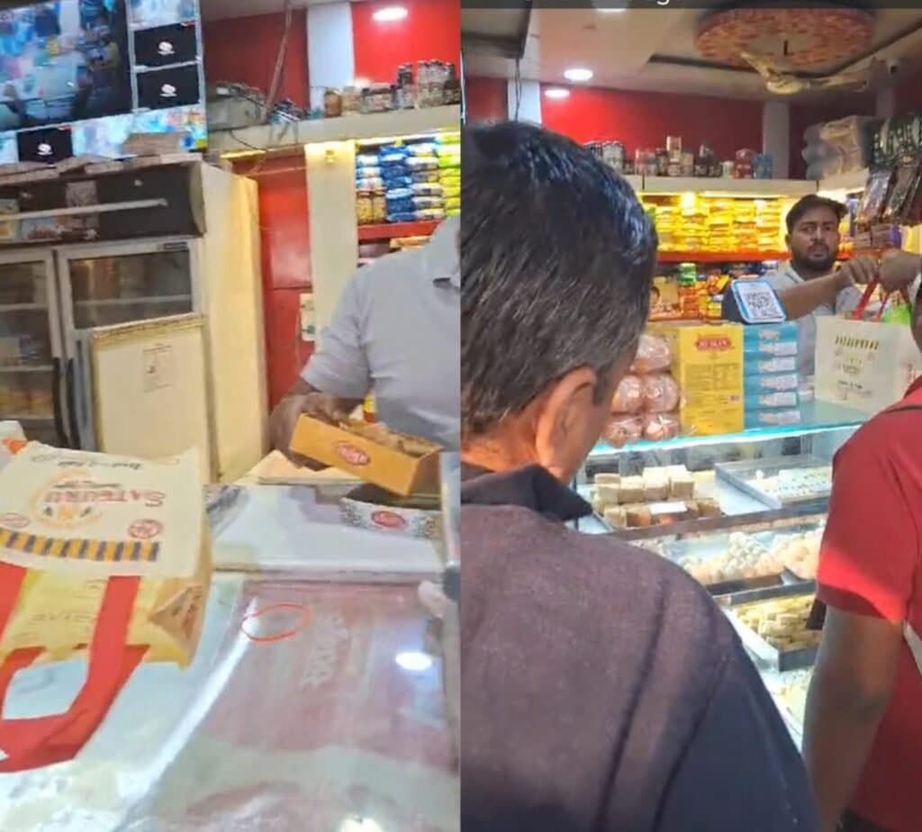 पिपराइच रोड के महुआ तिराहा पर स्थित ‘सतगुरु स्वीट्स’ पर फूड इंस्पेक्टर का पड़ा छापा