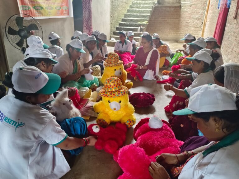 नौतनवा क्षेत्र के महदेंईया गांव में प्रशिक्षण देती प्रशिक्षक रीना शर्मा।