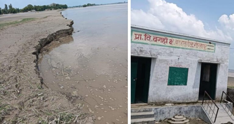 सरयू नदी की कटान से बगहा देवार गांव खतरें में