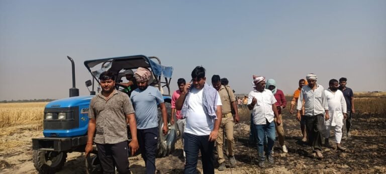 अज्ञात कारणों से लगीं आग 150 एकड़ खेत में खड़ी गेंहू की फसल जल कर हुई राख