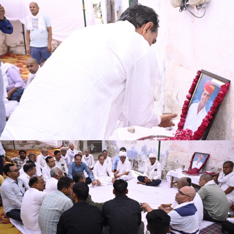 दयालपुरा सरपंच प्रतिनिधि भैरुसिंह मादड़ी की शोकसभा में पहुंचे भाजपा प्रदेशाध्यक्ष मदन राठौड़